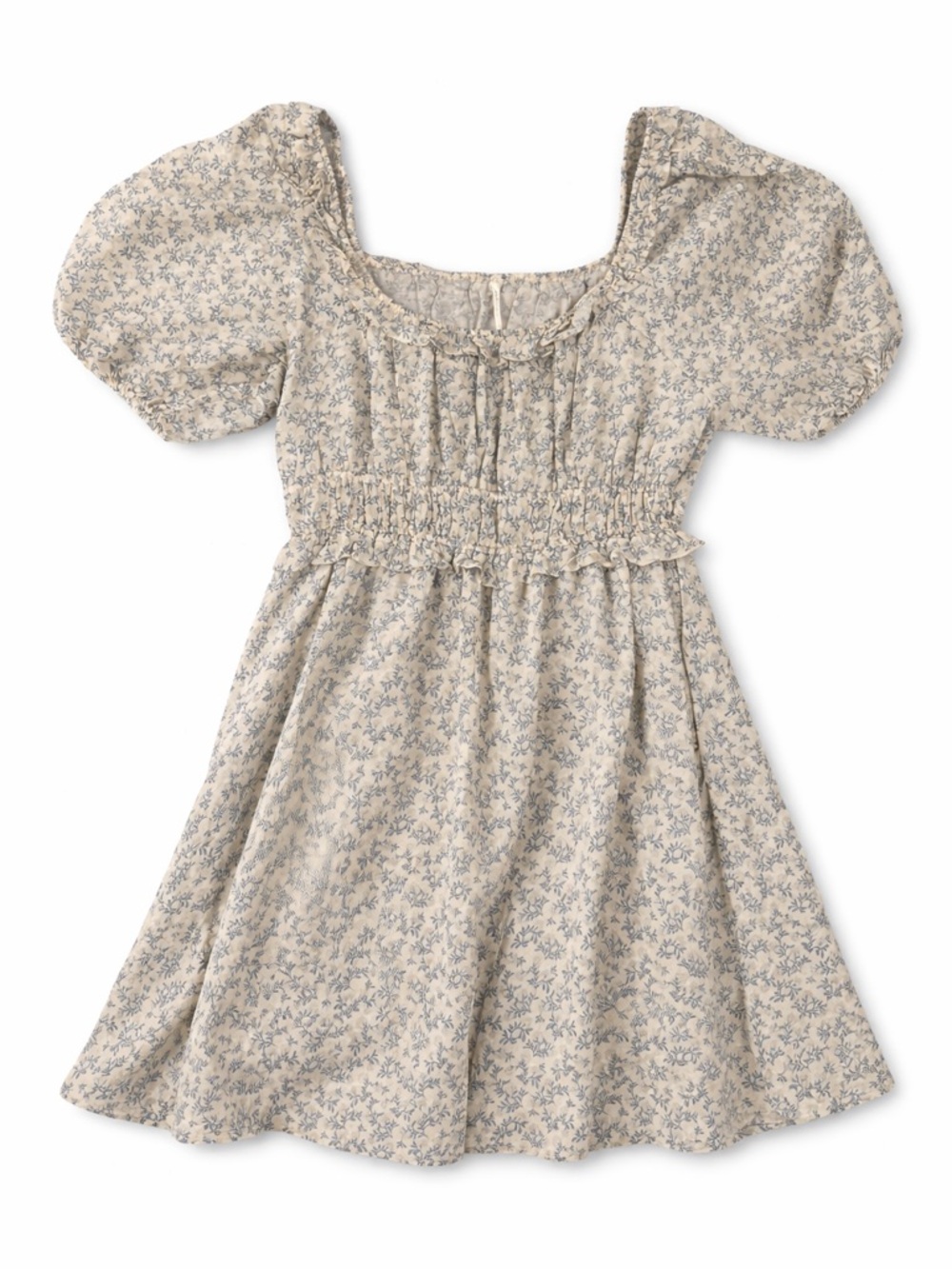 Rylee + Cru Shayla Cream Dress with Blue Floral Print